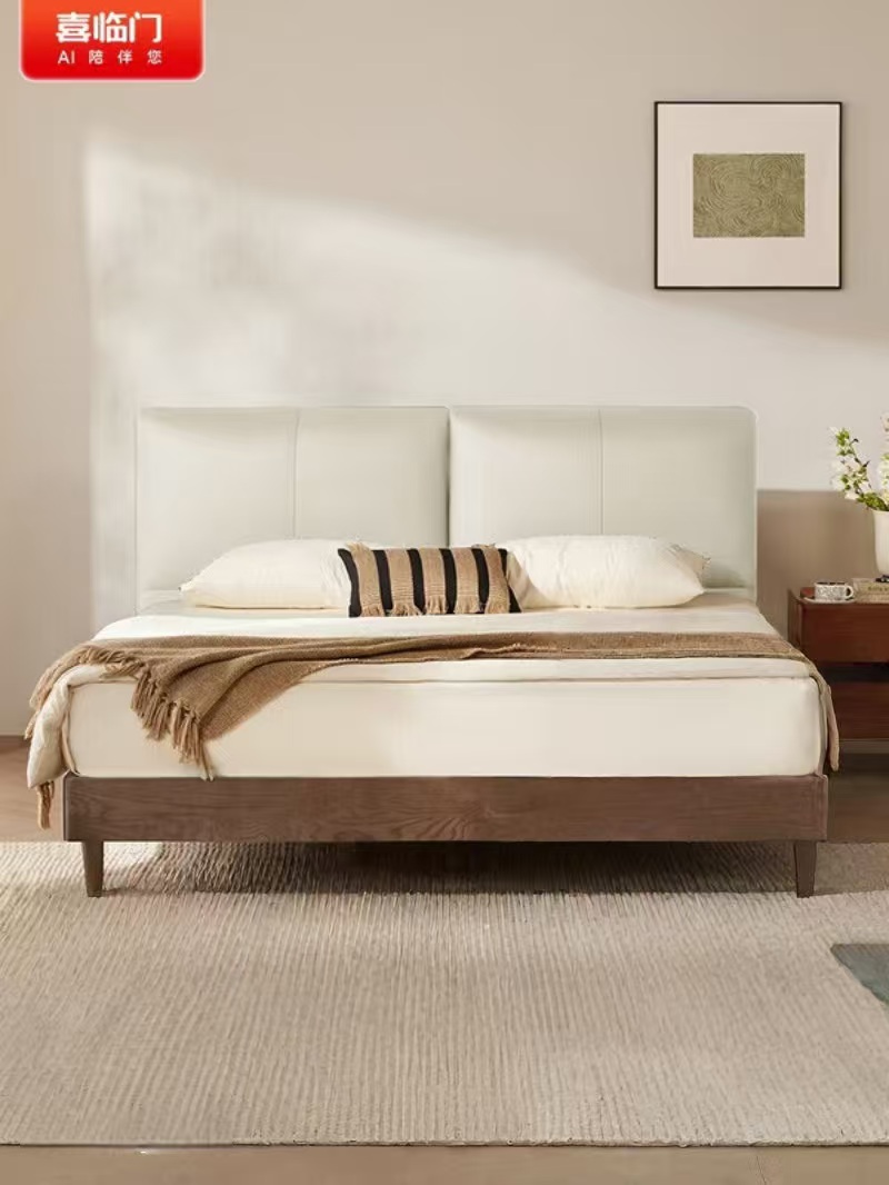 喜临门 - 榛果s 皮床 中古风头层牛皮软包床 双人皮艺大床高清大图