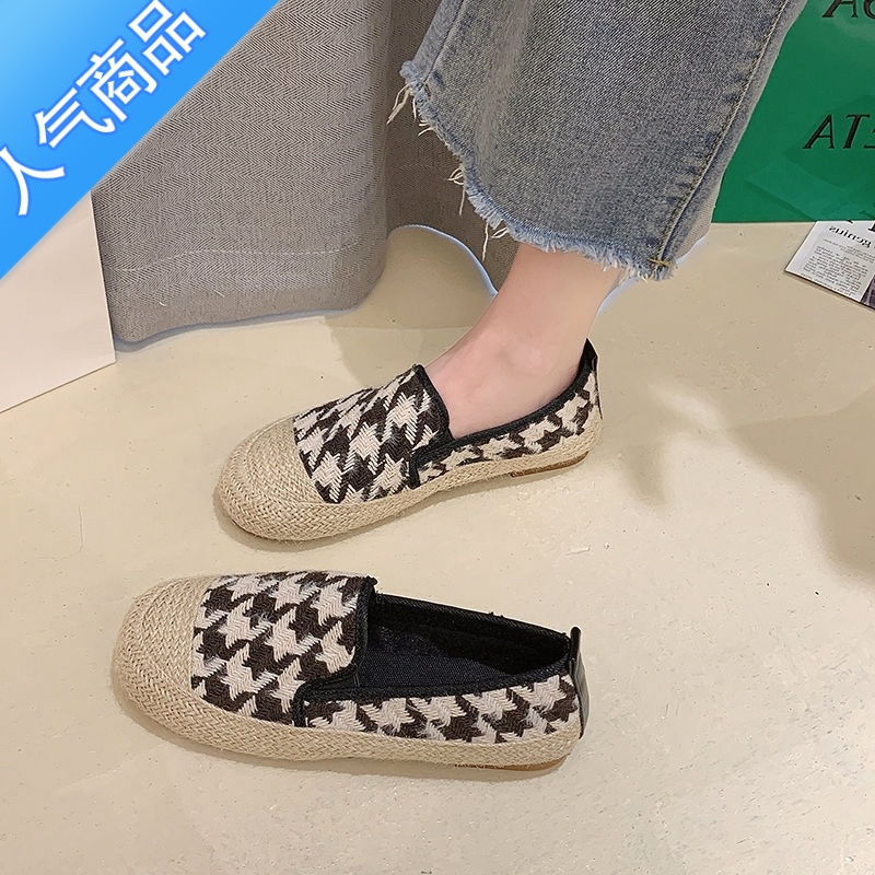 SUNTEK渔夫鞋女一脚蹬懒人豆豆鞋2023秋季新款单鞋平底舒适休闲乐福鞋女高清大图