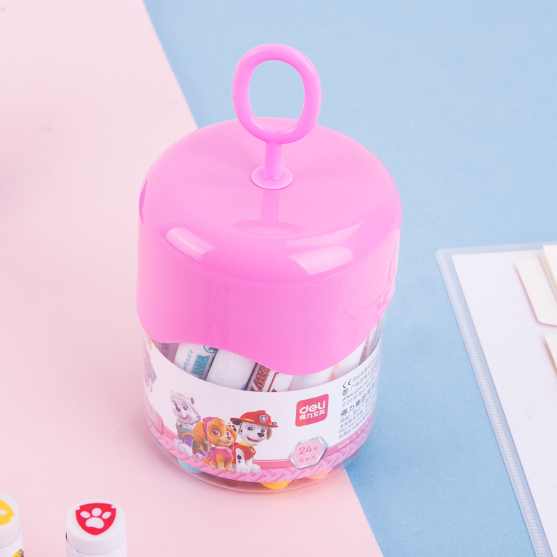 得力文具70690FEN汪汪队立大功水彩笔套装儿童幼儿园小学生用彩笔彩色笔水彩画笔24色18色可水洗安全无毒绘画