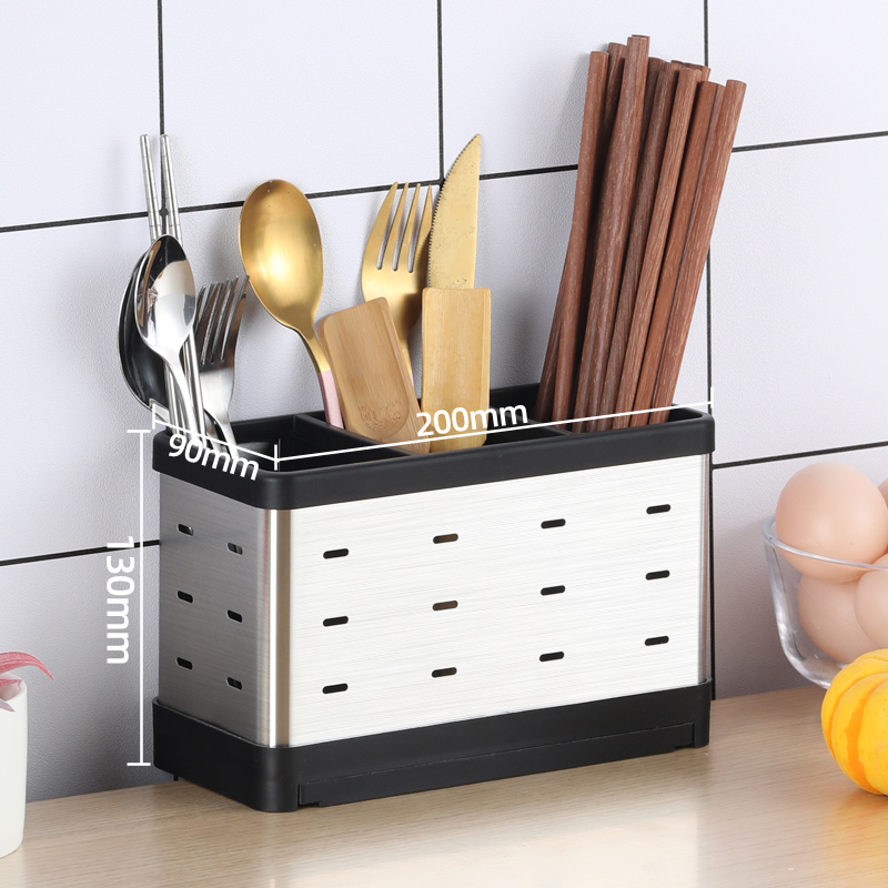 【补贴10%】不锈钢筷子筒新款壁挂式收纳架沥水筷子笼家用免打孔收纳盒台面 304台面式加厚款