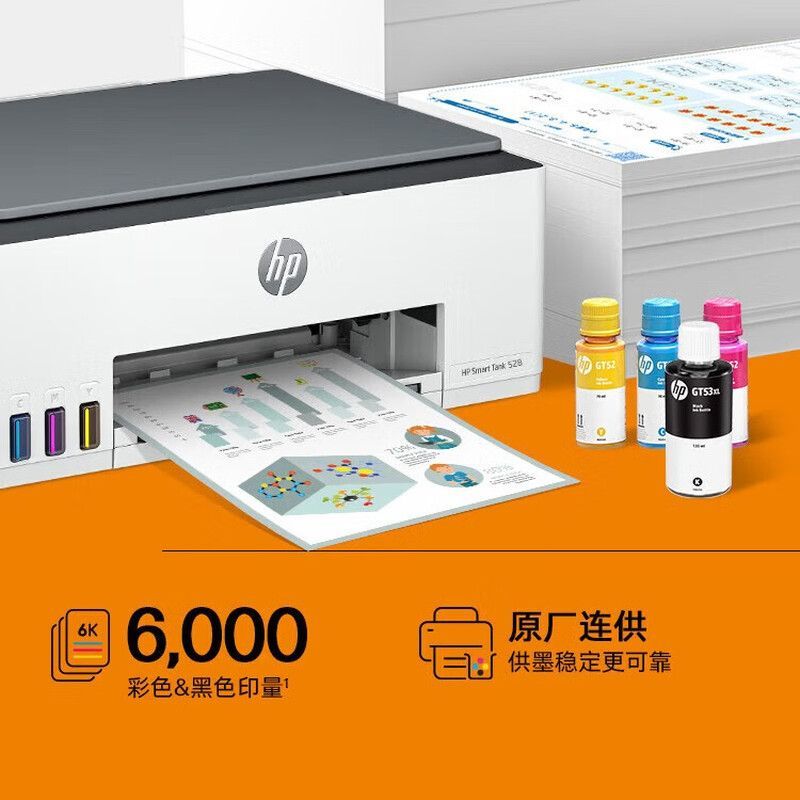 [HP]惠普TANK528电脑连接彩色喷墨连供办公家用打印复印扫描一体机-套餐1:标配+专黑2支+专彩3支高清大图