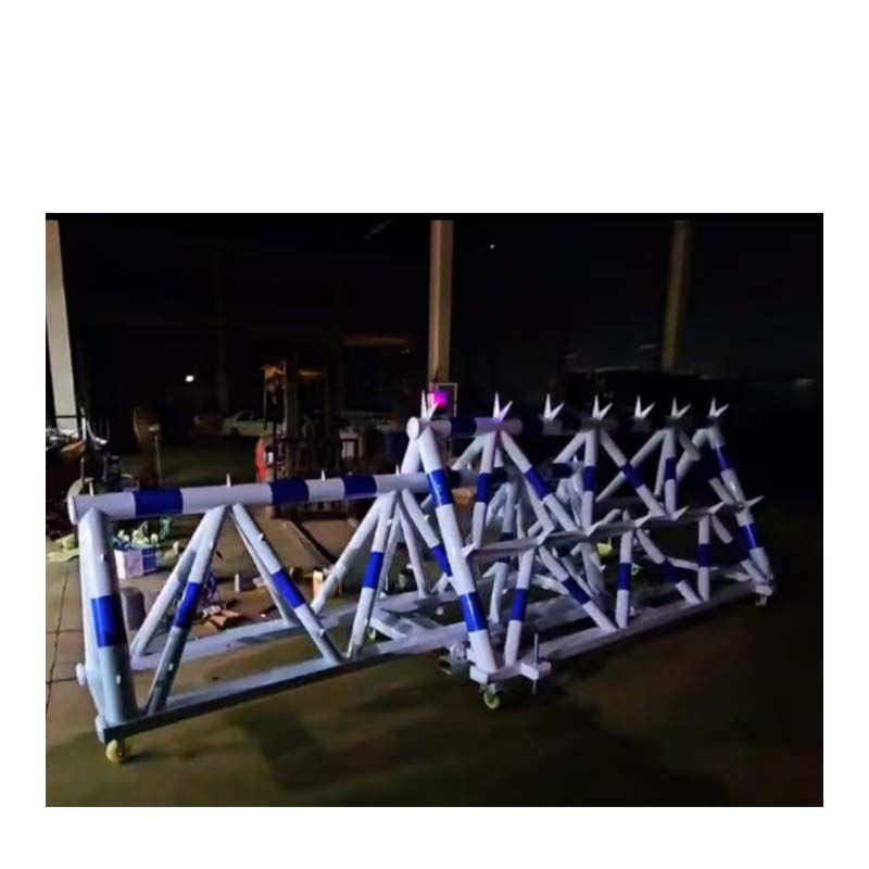 德素 拒马护栏移动护栏蓝色黄色红色 基础带刺款伸缩款/米高清大图