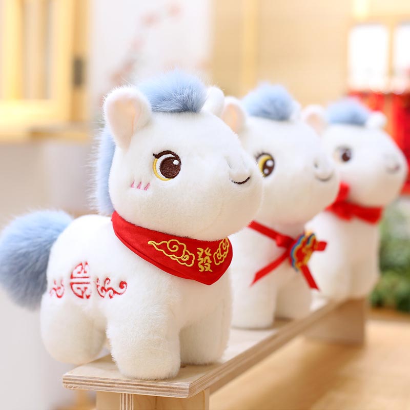 智美环球 定制 2026马年吉祥物公仔小马 2只装-[福]围巾--22厘米 (定制联系客户经理)高清大图