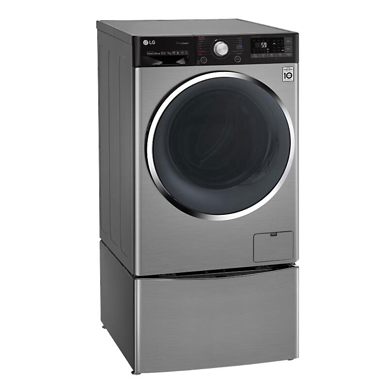 LG WDQH451B7HW 13.2公斤 碳晶银 双擎滚筒烘干小波轮一体机迷你婴儿童洗衣机全自动家用高清大图