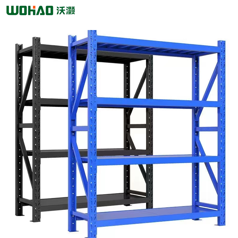 沃灏货物架仓储仓库货架置物架库房储物架器材展示架钢架铁架1米1.2米1.5米1.8米2米四层轻中重型货架(10件起发货) 1200*600*2000-150kg/层
