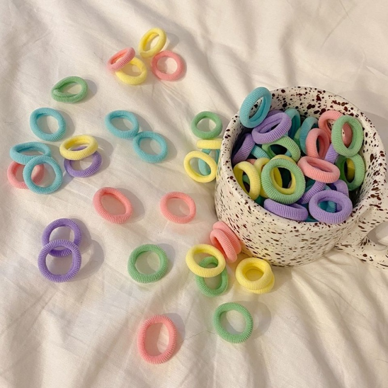 儿童橡皮筋宝宝发圈扎发小皮筋毛巾圈不伤发弹性好女童小揪揪头绳 春天色200个