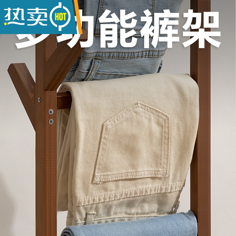 敬平衣架卧室落地可移动加粗简约现代不占地家用室内挂衣架晾衣架结实 [加固加粗]升级款-原色60长高清大图