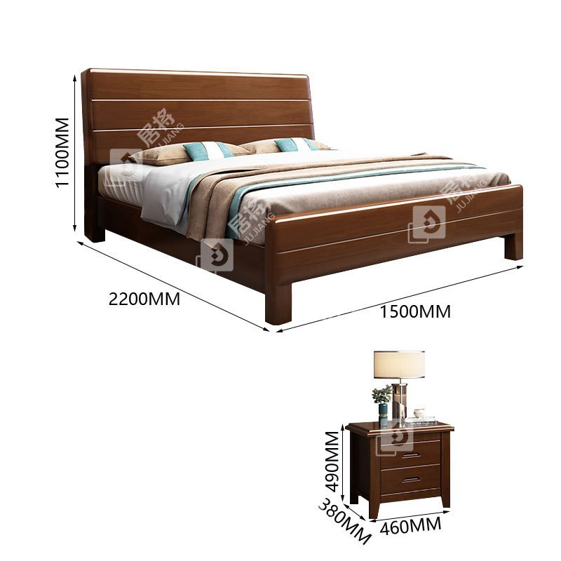 居将jj4031125实木床宿舍家具15米单人床含两个床头柜
