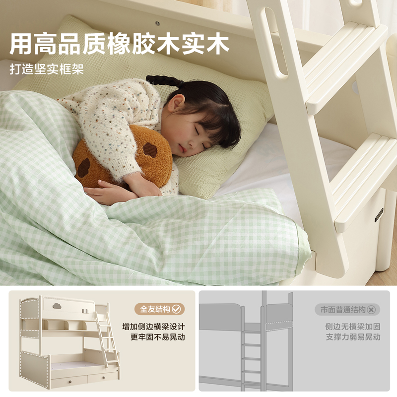 全友家居 青少年床简约现代高低子母床次卧室双人床多功能储物二孩床660115高清大图