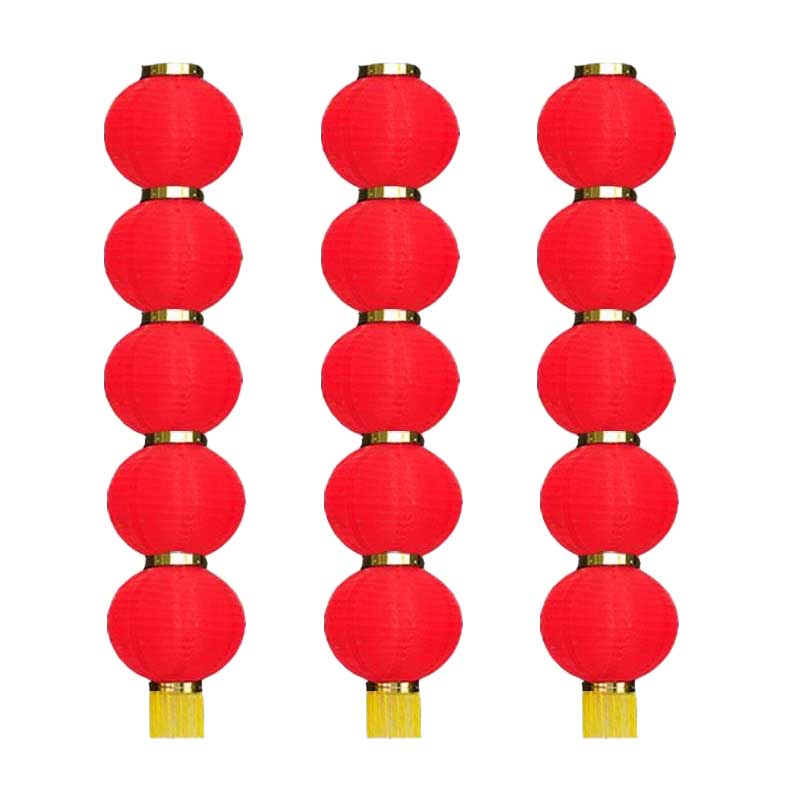 智美环球 户外大红灯笼连串灯笼 10寸5连 直径25CM 高度110CM 10件