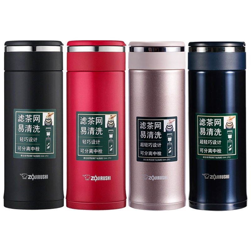 象印(ZO JIRUSHI) 进口泡茶杯滤网不锈钢真空保冷/保温杯/水杯子带茶漏 SM- JTE34-RA红色