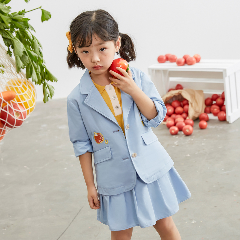 [2件2折价:92]米喜迪mecity童装夏新款女童网红套装裙学生时尚西装洋气