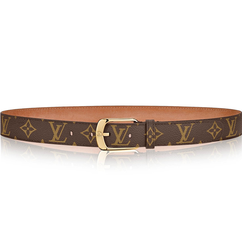海外直邮lv路易威登女士腰带经典款老花针扣圆弧形30毫米宽皮带m6919w