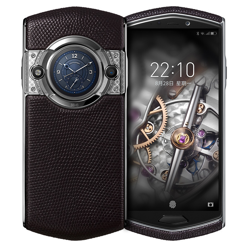 8848 m5【拿铁棕蜥蜴皮】钛金手机 私人订制蜥蜴皮智能商务加密轻奢