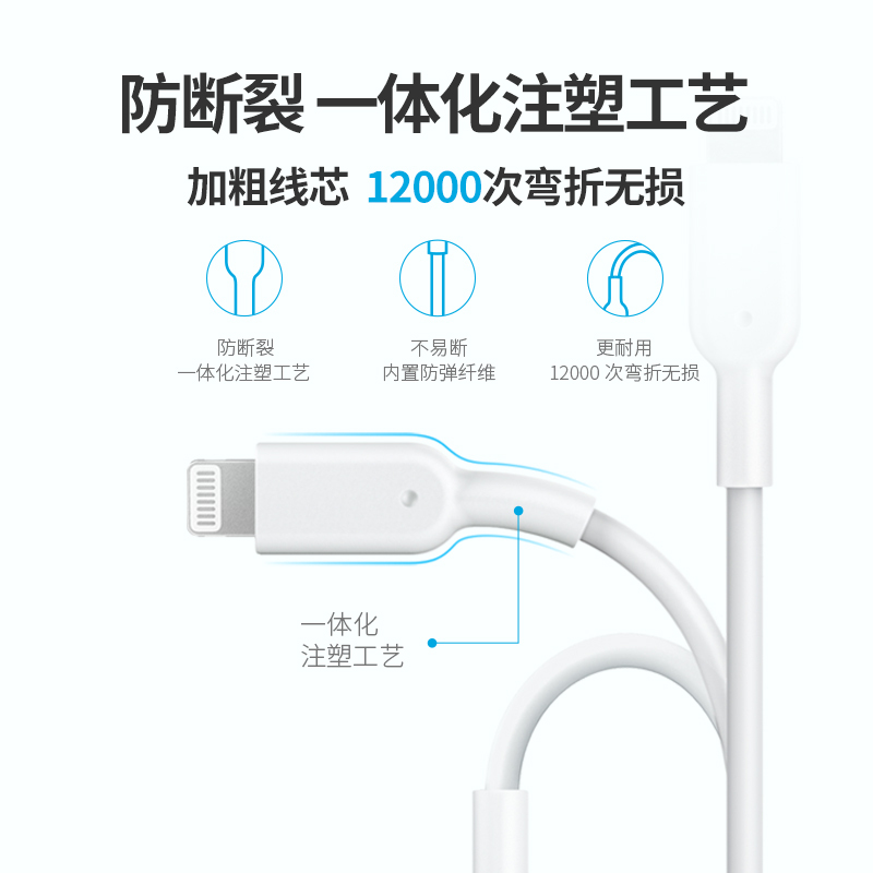 Anker安克typec快充PD数据线苹果MFi官方认证充电线适配iPhone13手C口转lightning快充