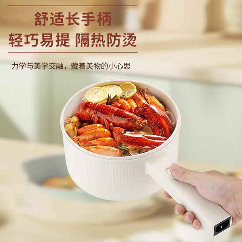 艾贝丽 多功能电煮锅2L(带蒸笼)ABL-DZ21 白色高清大图