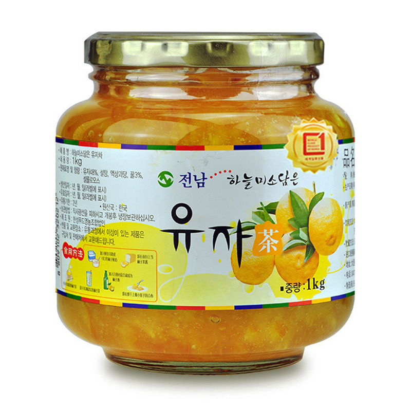 韩国进口 全南 蜂蜜柚子茶1kg 含丰富果肉 冲饮果酱 冷热皆可 包装升级 新老包装随机发货