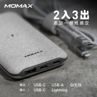 MOMAX摩米士MFi认证无线充电宝PD20W超级快充超薄适用苹果13苹果12双向闪充布艺10000毫安便携移动电源