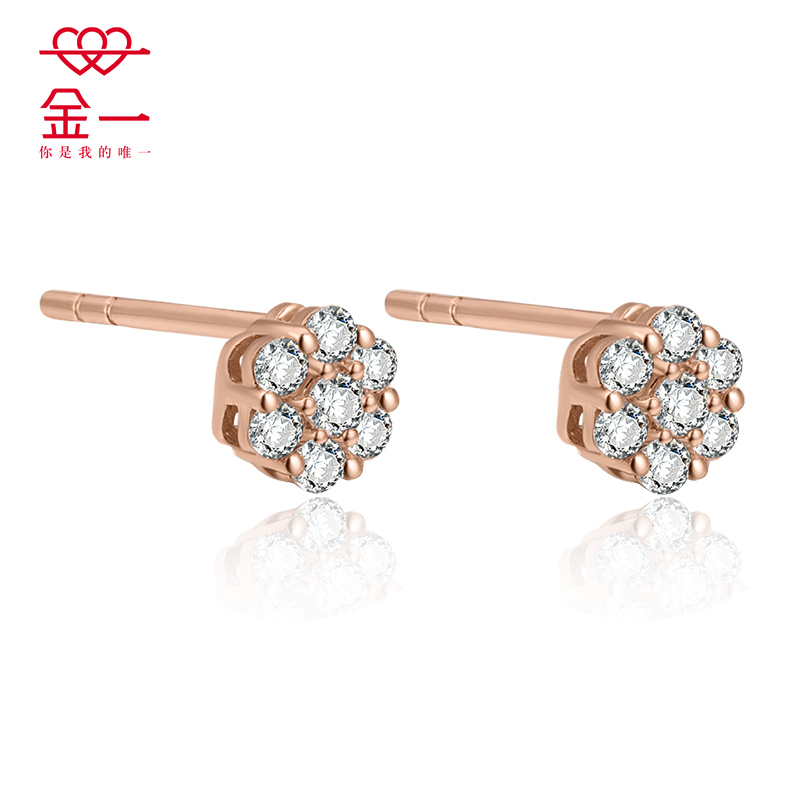 金一18K玫瑰金立方氧化锆-绽放B-女士K金耳饰(定价)CEF009