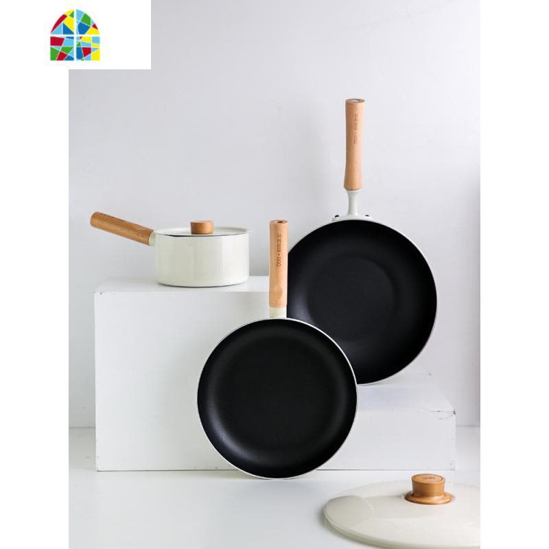 家用电磁炉炒菜锅不粘锅炒锅辅食锅奶锅平底锅煎锅三件套装 FENGHOU 17cm奶锅图片