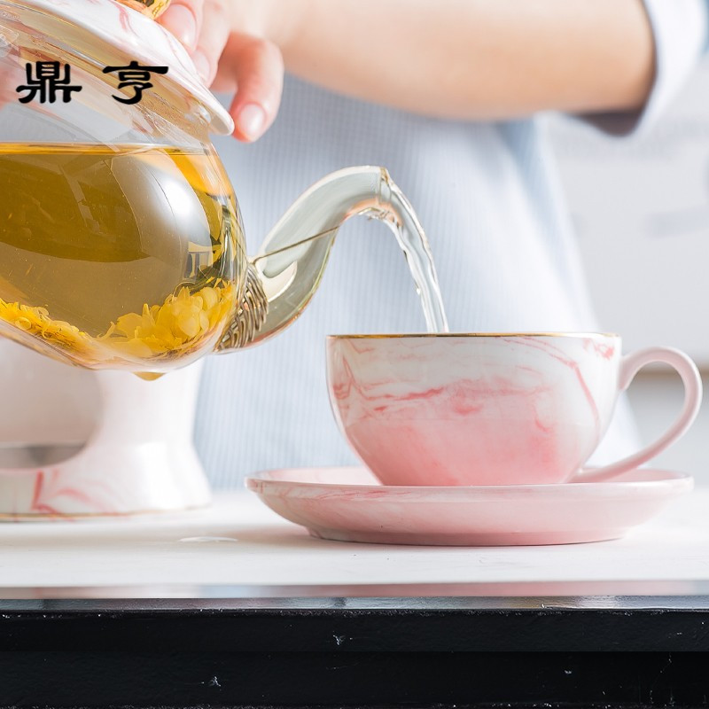 鼎亨北欧花茶杯套装煮水果茶的玻璃壶家用透明耐热蜡烛茶壶下午茶