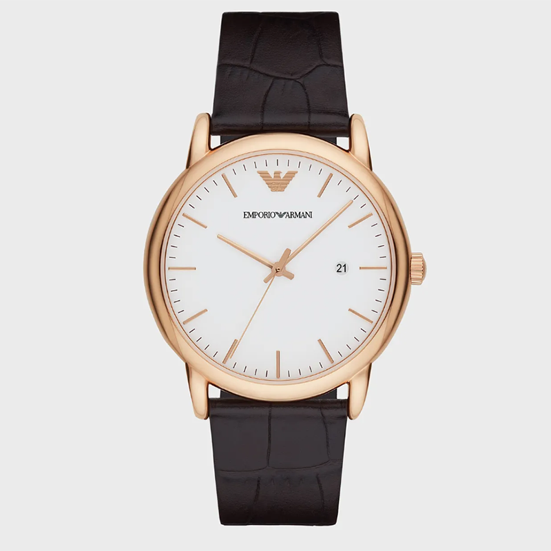 阿玛尼emporioarmani手表男经典三针皮带石英时尚男士腕表生日礼物送