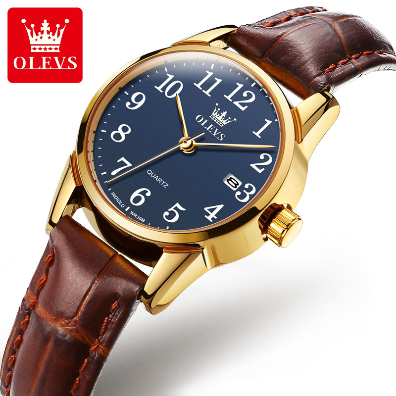 欧利时(olevs)瑞士品牌手表男防水石英表女士新款超薄简约数字刻度