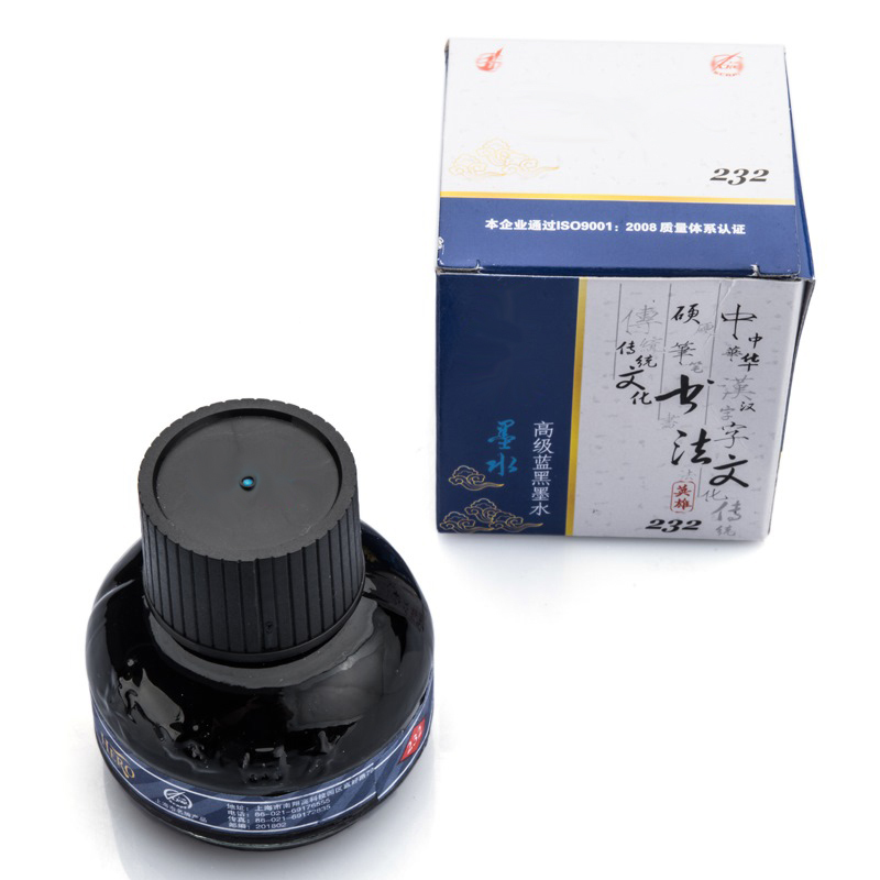 得力 HERO钢笔签字笔墨水232非碳素染料型英雄墨水60ml蓝黑墨水