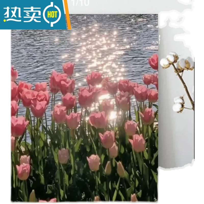 敬平郁金香花朵数字油画diy风景填充油彩ins田园手工填色装饰挂画装饰画高清大图