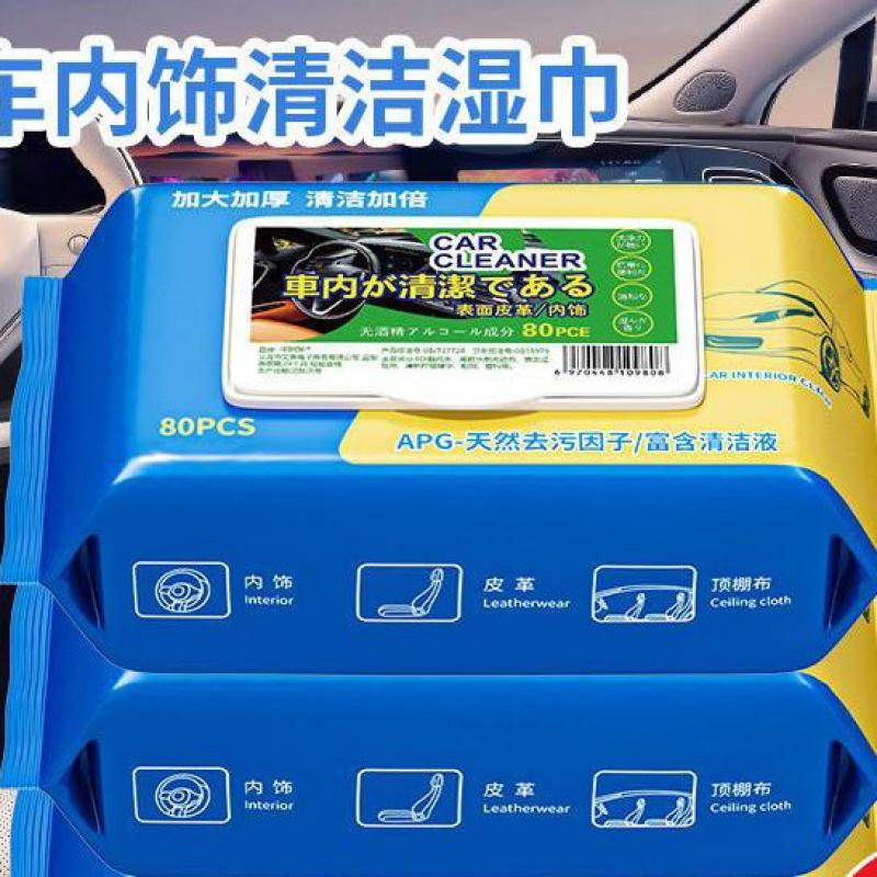 汽车内饰皮革护理清洁湿纸巾车载镀膜湿巾擦车洗神器皮盒擦拭专用-普通款;【10包】高清大图