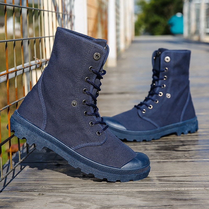 mini高帮帆布鞋男士户外沙漠靴战术靴登山鞋防滑轻便爬山鞋工装马丁靴