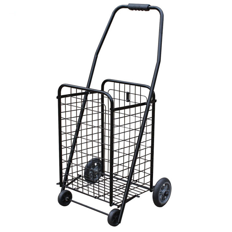 手推车行李车家用老年拖车 大号黑色四轮视频介绍_买菜车阿斯卡利