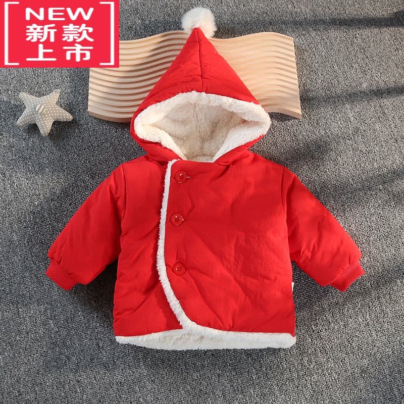 可莉允冬季男女宝宝加绒外套过年服洋气新年红色外出服婴儿保暖棉衣棉服图片