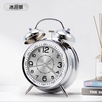 TIMESS金属闹钟学生专用起床神器2024新款儿童男女孩强力叫醒闹铃 冰川银【金属材质【超大音量闹铃】