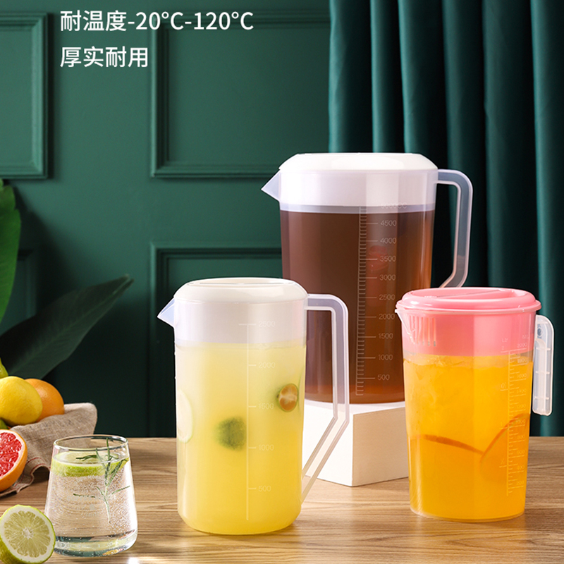 [补贴10%]超大容量塑料冷水壶凉开水壶耐高温家用商用奶茶店扎壶带盖装水高清大图