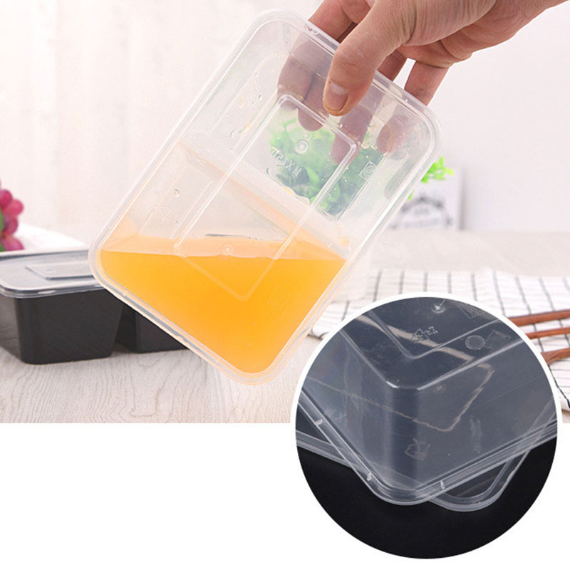 是尚 一次性餐盒 方形双分格盒 750ml 300套装 1箱高清大图