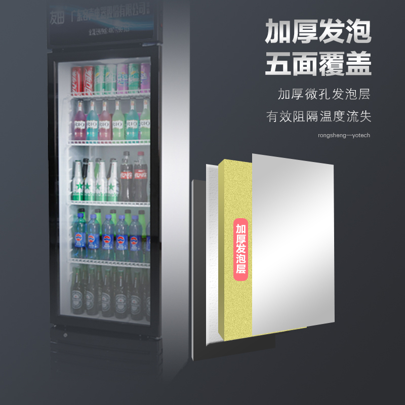 友田(YOUTIAN)商用展示柜 283升大容量立式单门双门冷藏展示柜 超市酒吧餐饮便利店饮料啤酒风冷保鲜柜LC-283