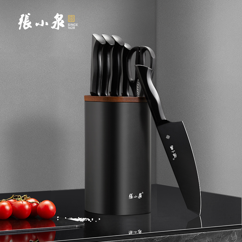 张小泉流线几何·墨影刀具六件套刀具套装家用刀具套刀厨房切菜切肉菜刀 墨影 6件套高清大图