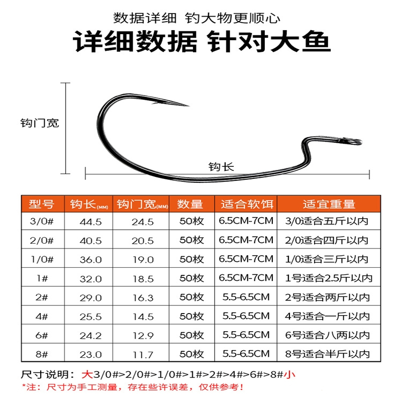曲柄钩宽腹50枚路亚鱼钩窄腹鲈鱼海钓鲅闪电客鱼钩散装倒钓组套装