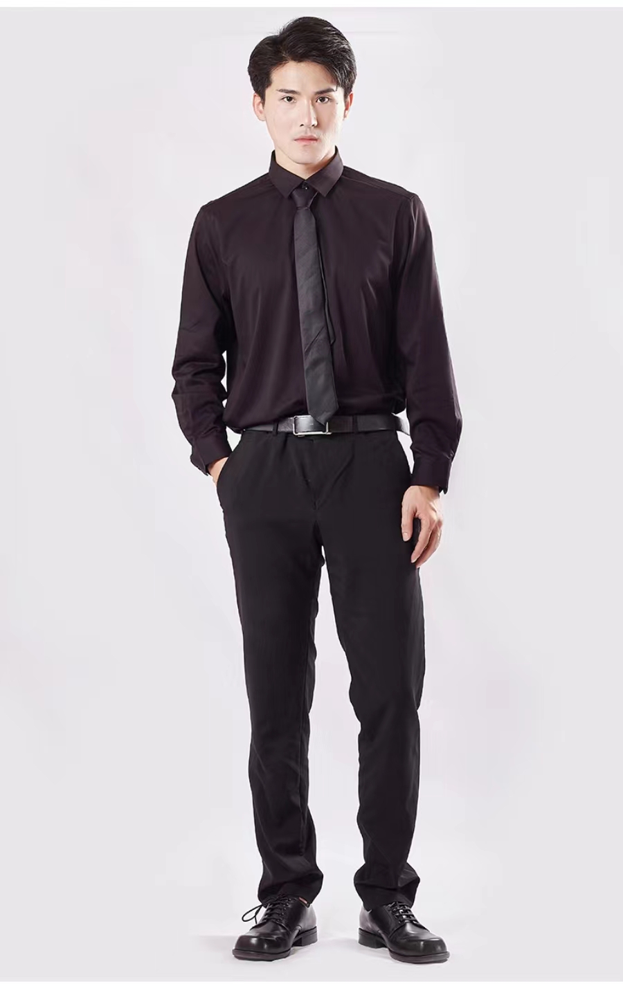 希努尔男装高端纯色衬衣三防时尚职业长袖商务衬衫