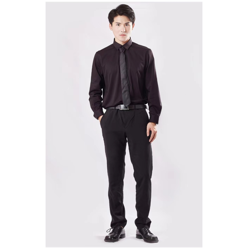 希努尔男装高端纯色衬衣三防时尚职业长袖商务衬衫