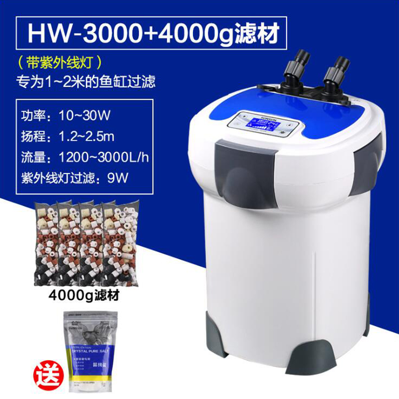 变频过滤桶缸外过滤器水族箱外置缸大鱼缸设备 HW-3000+4000g滤材 默认尺寸