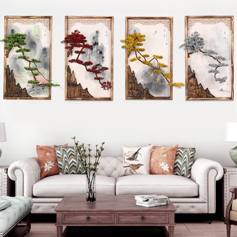 美帮汇新中式迎客松现代简约家用北欧装饰客厅沙发背景墙装饰画壁画挂画高清大图
