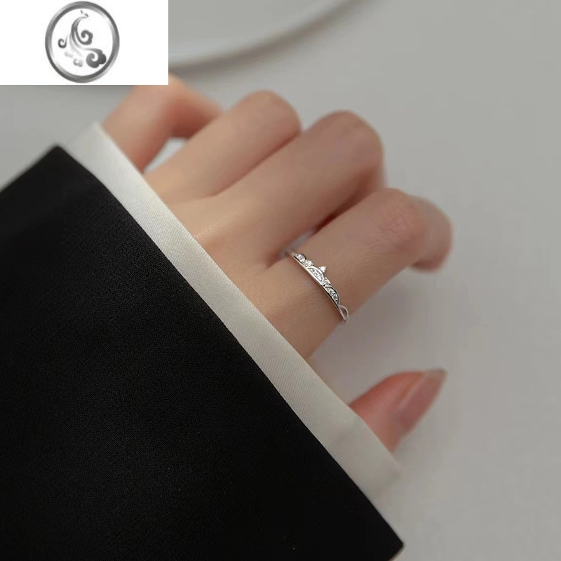 jimis925银银皇冠镶钻食指戒指女士小众设计时尚个性2023新款流行