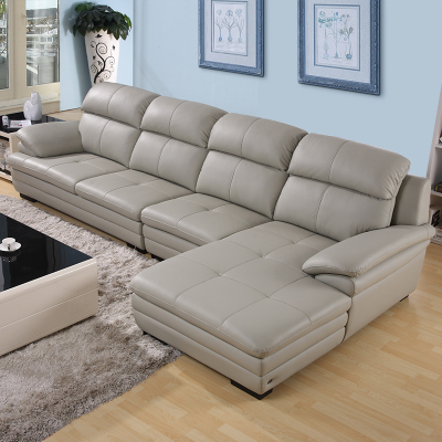 左右真皮沙发简约现代大户型客厅皮质家具转角带贵妃位皮艺沙发组合