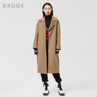 ERDOS 翻领系带女长款毛绒手缝双面呢大衣羊绒外套