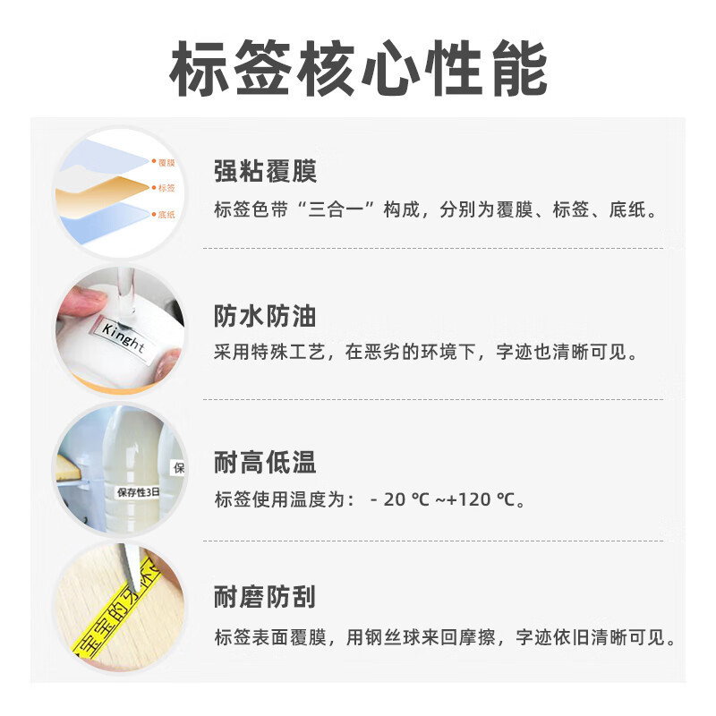 普贴 标签带标签纸标签打印机色带18mm 适用兄弟标签机红底黑字TZ2-441 单位:支