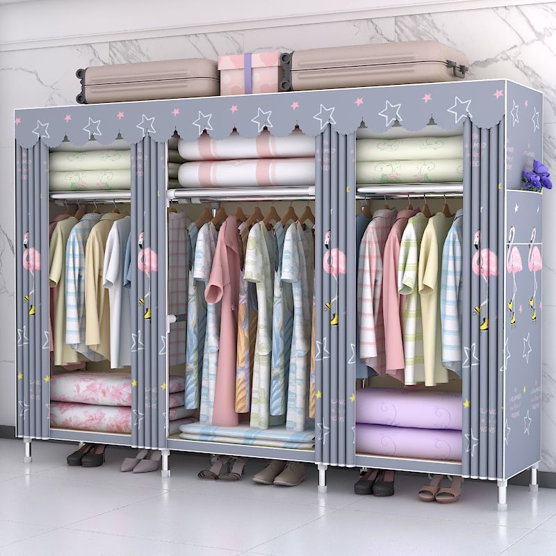 衣柜收纳架简易布衣柜卧室家具钢管加粗加固双人新款单人衣橱衣柜