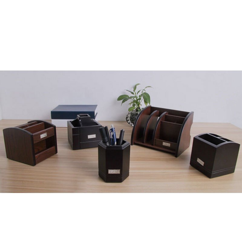 HUA JIE华杰 5个装 办公用品 H6011扇形多用笔座 商务笔座创意礼品笔盒时尚可爱红木笔筒文具