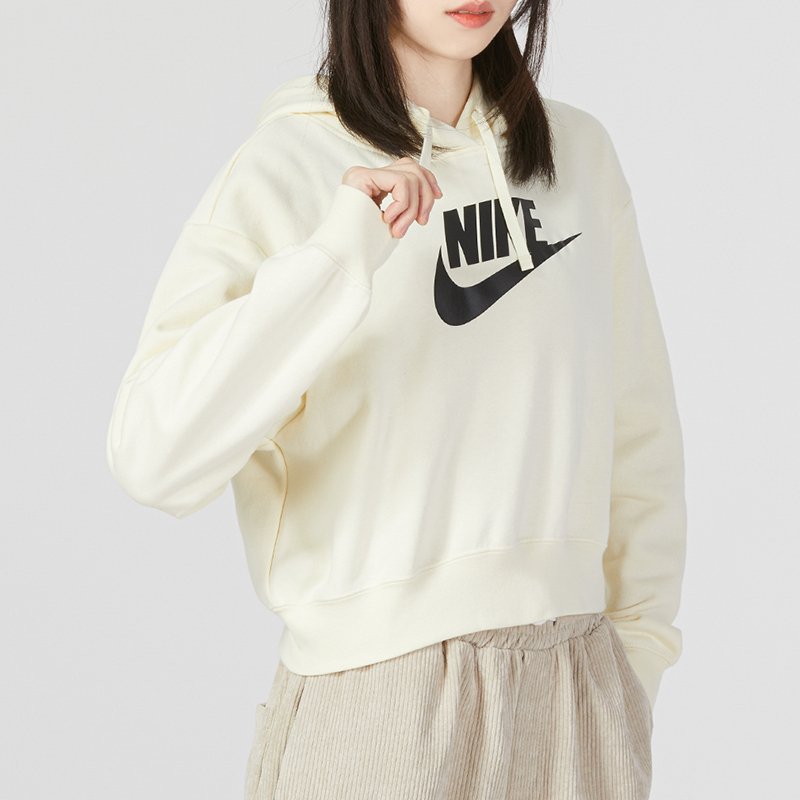 nike耐克连帽女卫衣2023春季新款运动服短款训练套头衫dq5851113
